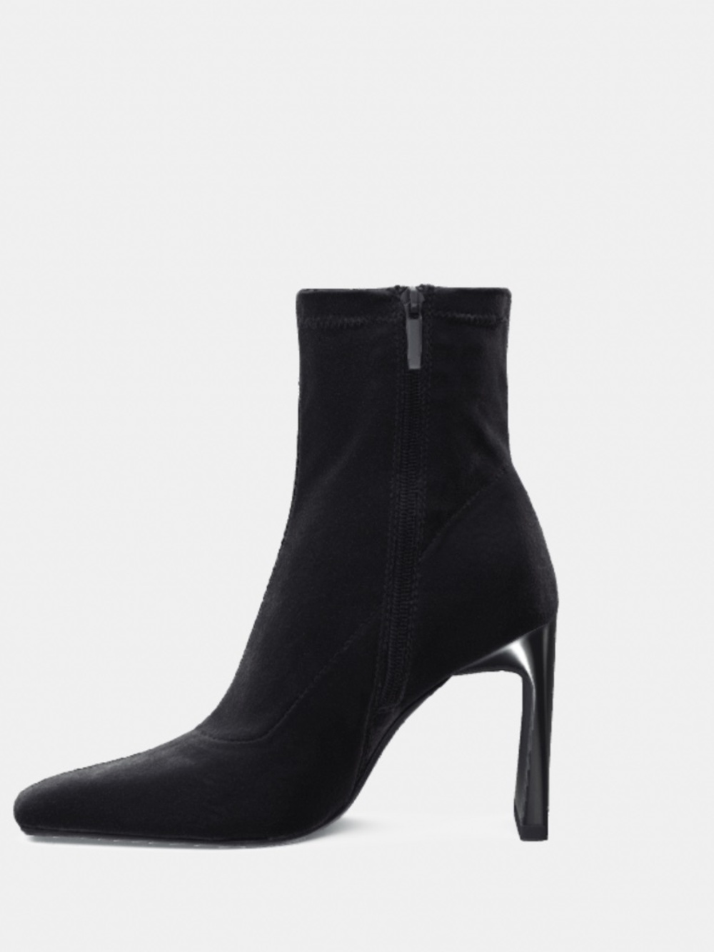 Zara Velvet Effect Ankle Boots Black EU 38 US 7.5 NWT Block Heel Velvet Booties